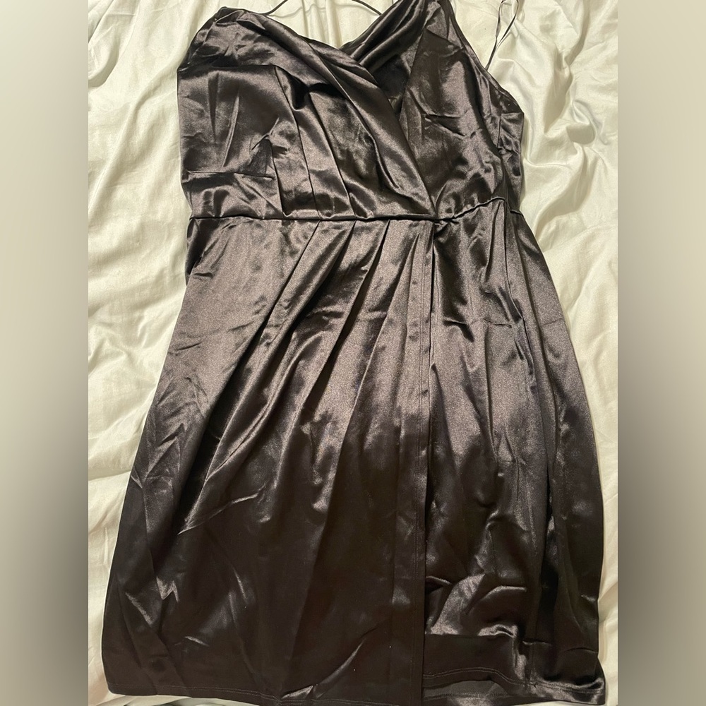 Fashion Nova 🔥Always a Flirt Dress🔥 in 1X Mini Black Satin Dress 🔥 - Picture 11 of 11